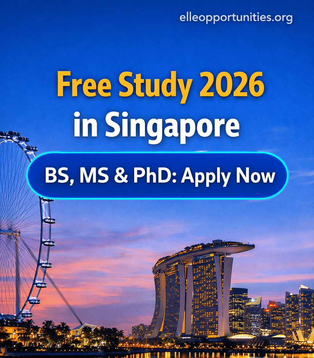 Free Study 2026 in Singapore BS, MS & PhD: Apply now